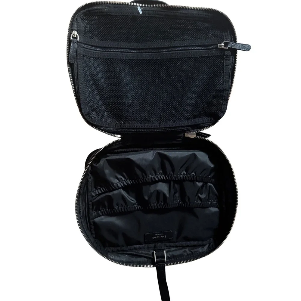 Kate Spade Dawn Dusk‎ Buds Ditsy Travel Cosmetic Toiletry Make Up Case Black